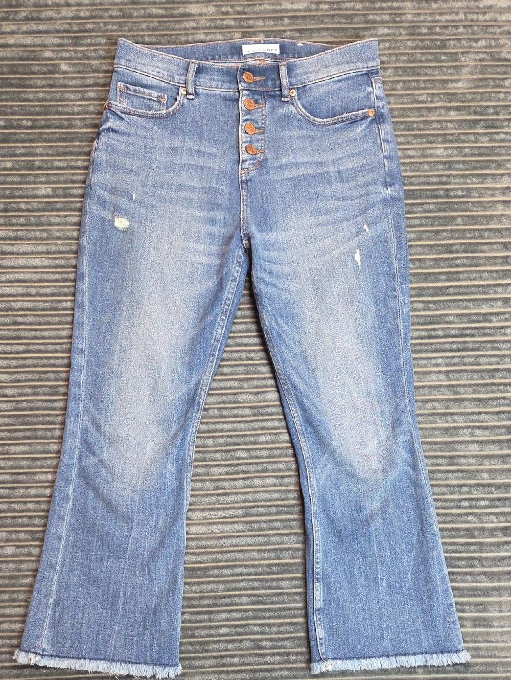 LOFT Medium Blue Button-Fly Flare Jeans